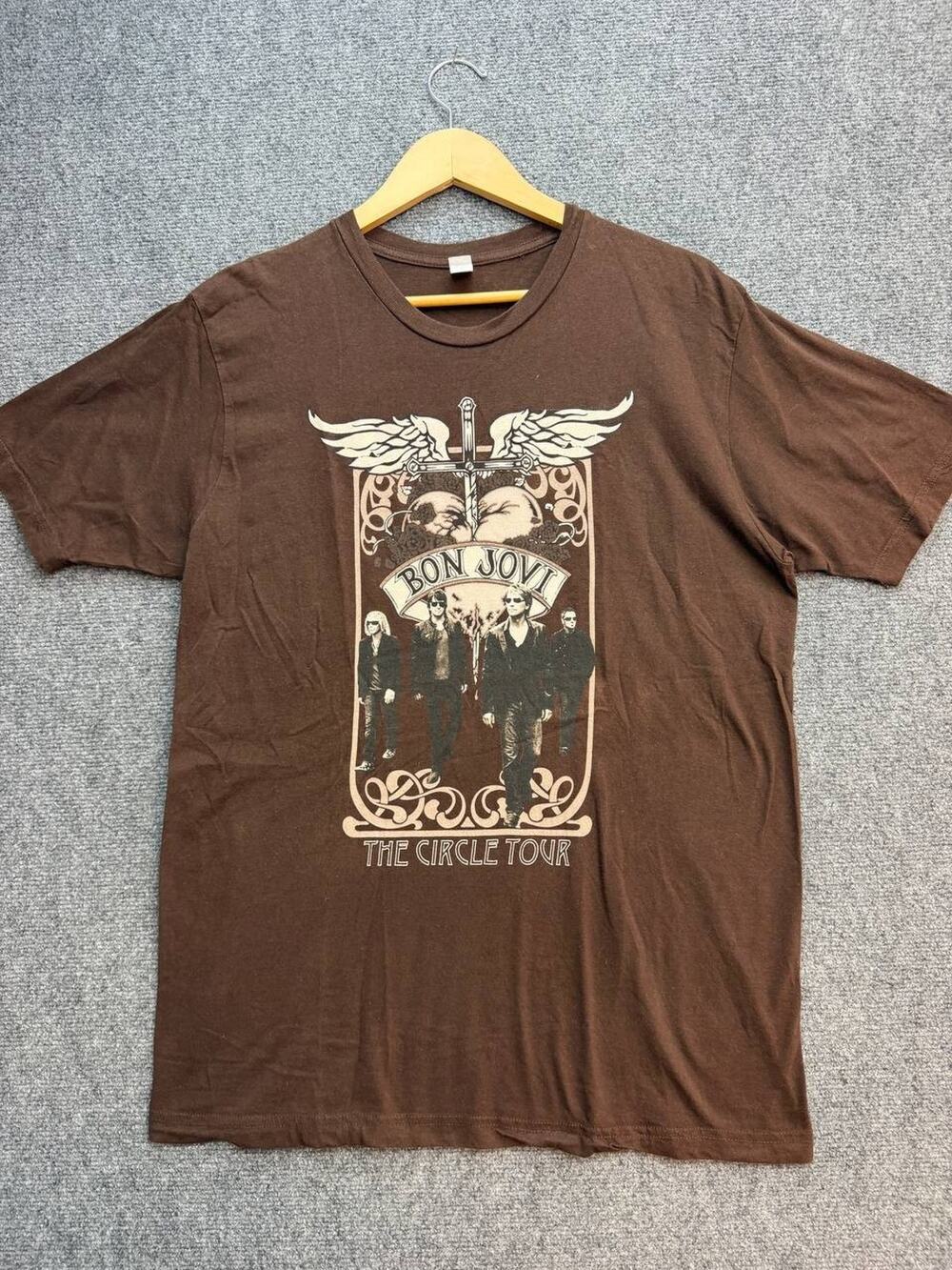 Tultex Fine Jersey Bon Jovi The Circle Tour 2010 Women's L Brown T-Shirt